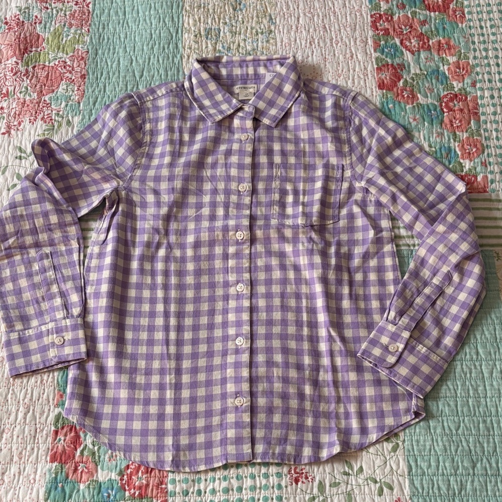 Crewcuts  NWT Purple and White Checkered Button Down Shirt